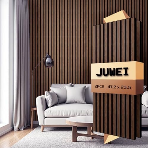 Akustikpaneele 2er-Set - 1200 x 600 x 18 mm 1,44 m² Wandpaneele Holz - 3D Wandverkleidung mit Holzoptik für Wohnzimmer & Büro-Schallschutz und Dekoration für Büro, Stu (Schwarznuss 11# 120CM)