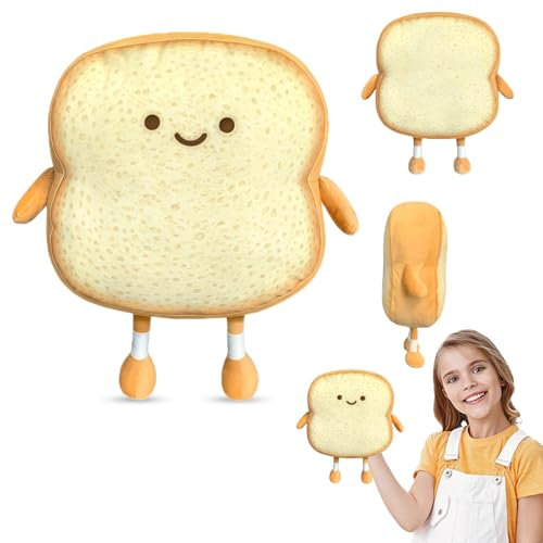 UOCAI 18cm Toastbrot Kissen,Weiches Plüschtier,Lustige Brotform Toast,Toastbrot Kuscheltier, Brot Form Plüschtier Kissen,Lustiges Toastkissen,Toast Geschnittenes Brotkissen,Cartoon Toast Plüschtier