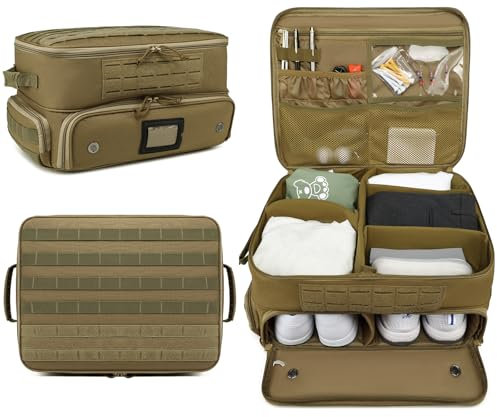 BlesMaller Golf Trunk Organizer 2 Layers Golf Car Locker with separate Compartment for 2 Pair 8UK Shoes, Balls, Tees, Gloves, Accessories, Gift (Brown)