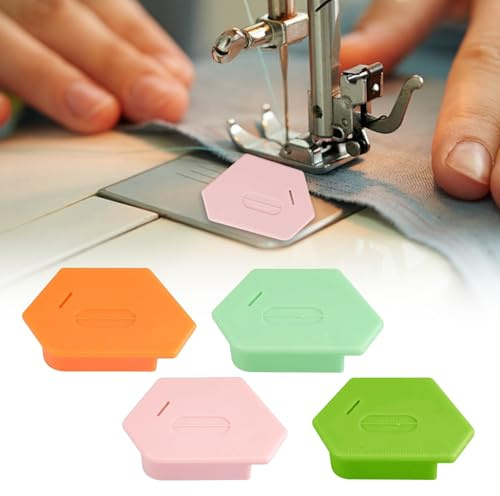 DGMI 4 Stück Magnetic Seam Guide,Magnetische Nahtführung,Polygonale Multifunktionale Nahtführung Säumer mit Skala,Nähmaschinen Zubehör für Präzises Nähen und Säumen