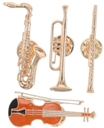 COLLBATH 4 Pièces Broches Musicales Vintage de Pins Forme de Guitare Saxophone et Badges Élégants pour Amateurs de Musique et Événements Spéciaux