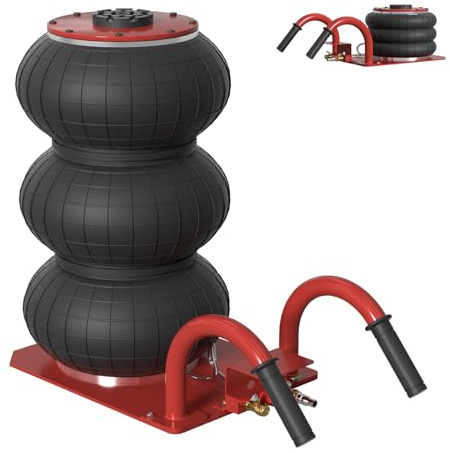 Aufun Cric pneumatique avec poignée Air Jack 3T - Rouge - 6600 lb - Hauteur de levage de 150 à 400 mm - Pour SUV, camion