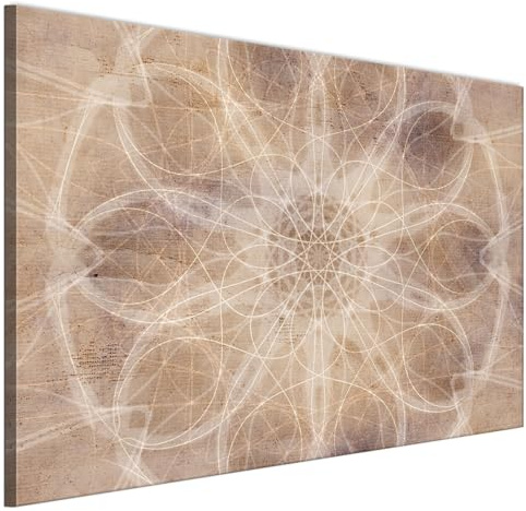 LUMASOUL Wandbilder Wohnzimmer Leinwandbild Mandala 18 120x80 cm | 1-teiliges Bild für Schlafzimmer, Flur, Büro und Küche, modernes Foto-Motiv