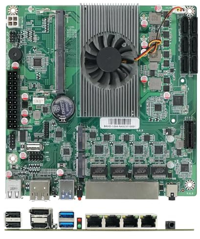 4 placas madre i226-V 2.5G N150(BGA1264, 4 núcleos y 4 hilos de baja potencia) placa base NAS 6 bahías 6 SATA3.0, 1 M2_ SSD NVME/NGFF + 1 M.2_ NVME, 1 placa base DDR5 Soft Router ITX, pantalla HD/DP