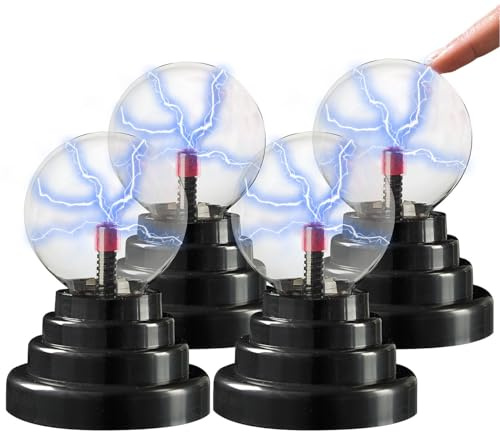 PEARL Plasma Ball: 4er-Set Mini-Plasmakugeln mit USB- und Batteriebetrieb, 14 cm hoch (Plasma Ball Lampen, Kugellampe, Zauber)