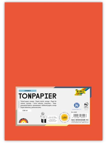 Tonpapier, 100 Bogen, 130 g/qm, DIN A4 (Orange)