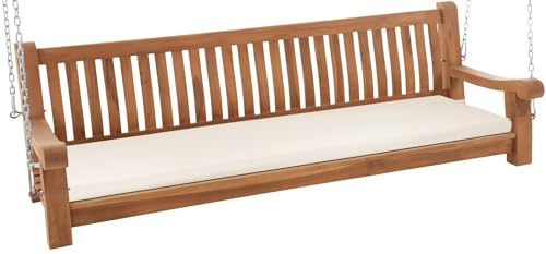 DELUKE Schaukelbank MUVER Holz Creme 200x70x62 cm | Hängebank Gartenschaukel Zum Aufhängen Veranda-Schaukel
