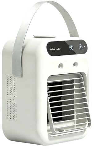Raffrescatore D Aria Portatile 3 In 1 Con Display Digitale (portatile) | ventilatore multifunzione ricaricabile e collegabile alla rete elettrica adatto alluso in ambienti interni