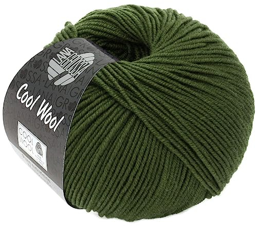 LANA GROSSA Cool Wool Uni | Extrafeine Merinowolle waschmaschinenfest und filzfrei | Handstrickgarn aus 100% Schurwolle (Merino extrafein) | 50g Wolle zum Stricken & Häkeln | 160m Garn FB 2042