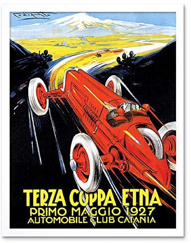 Wee Blue Coo Sport Motor Racing Catania Italy Etna Vintage Art Print Framed Poster Wall Decor Kunstdruck Poster Wand-Dekor-12X16 Zoll