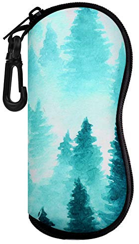 MoKo Sonnenbrille Tasche - [Ultra Lightweight] Neopren Reißverschluss Brillenetui mit Gürtelclip für Brillen, Rahmen, Tragbare Case für Schlüssel, Bleistifte, Karten, Tinte Wald
