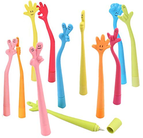 JZK 25 x Divertente penna piegano a forma mano set penne a sfera biro bomboniere gadget pensierino regalino festa compleanno bambini