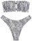 ZAFUL Damen Bikini Set, schulterfrei Bandeau mit Kordelzug & Rüschen High Cut Bademode mit Tierdruck (Speck, M)