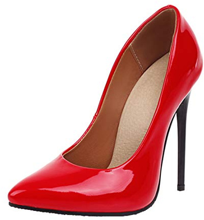 MISSUIT Damen Stiletto High Heels Pumps Lack Spitz 12cm Absatz