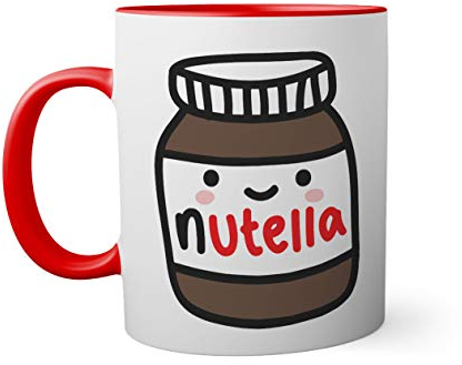 Nutella Jar Happy And Shy Tasse innen und am Henkel rot außen weiß Mug 330ml