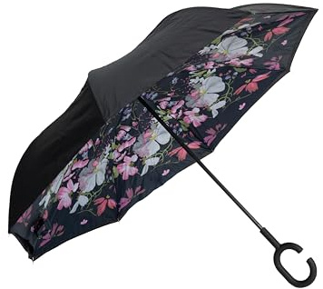 Braty Decorations Seitenverkehrter Stockschirm, Innovativer Regenschirm, Doppelschichtiger Regenschirm, Umgekehrter Regenschirm, Regenschirm mit C-förmigem Griff