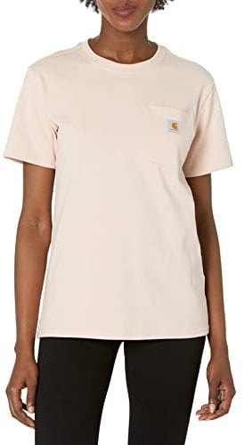 Carhartt, Damen, K87 Weites, schweres, kurzärmliges T-Shirt mit Tasche, Aschrosa, XL