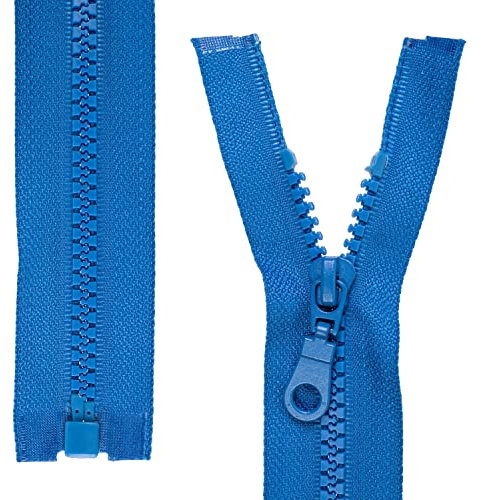 Teilbarer Reißverschluss, 2 Stück, 35 cm Schienenlänge, in Blau, 1-Weg offenes Ende #5, 5,75 mm Schienenbreite, 34 mm Bandbreite, Ersatz Reissverschluss Kunststoff, Kunststoffreissverschluss # 5