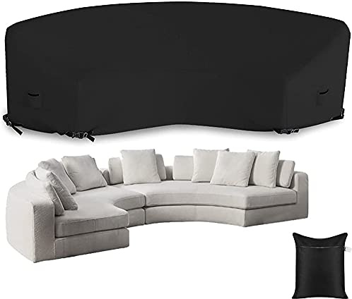 BOSKING Patio Sectional Curved Sofa Protector Covers 420D Oxford Waterproof Outdoor Garden Sectional Curved Couchmöbel Cover for Half Moon Couch-Set