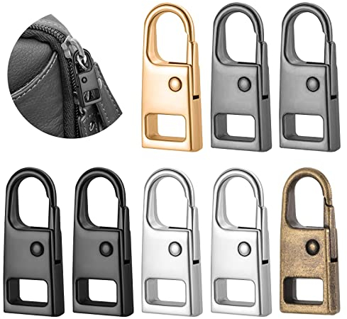 ASTER 8 Pièces Remplacement Tirettes Fermeture Eclair, Onglets Zip de Rechange, Universel Amovible de la Tirette de Fermeture éClair en MéTal, Convient pour pantalons, vestes, chaussures, sacs à dos