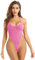 Oyolan Body String Sexy Femme Dentelle Micro Bikini Ficelle Dos Nu Lingerie Erotique Body Col V Décolleté Plongeant Monokini Maillot de Bain Type B Rose Taille Unique