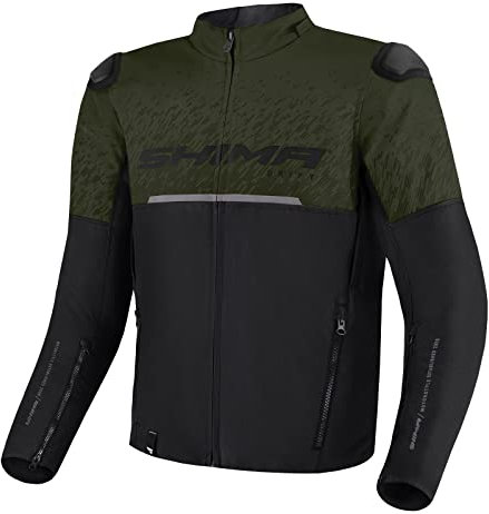SHIMA DRIFT Motorrad Jacke Herren mit Protektoren AIRFORCE Rückenprotektor Motorradjacke Sommer Schulter Protektor Ellbogen Textiljacke Schutzjacken Protektorenjacke Stadt (Männer, Khaki, XL)