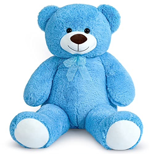 Yeqivo Orsacchiotto Gigante Grandi Animali di Peluche Peluche Orso Grande per Fidanzata Bambini Natale San Valentino (Blu,110CM)
