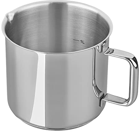 Tala Performance Stainless Steel Milk Pot Measuring jug with Convenient Internal Litre Markings Made in Portugal, Suitable for All hob Types Including Induction (10A14369),Polished Mirror Shine Finish
