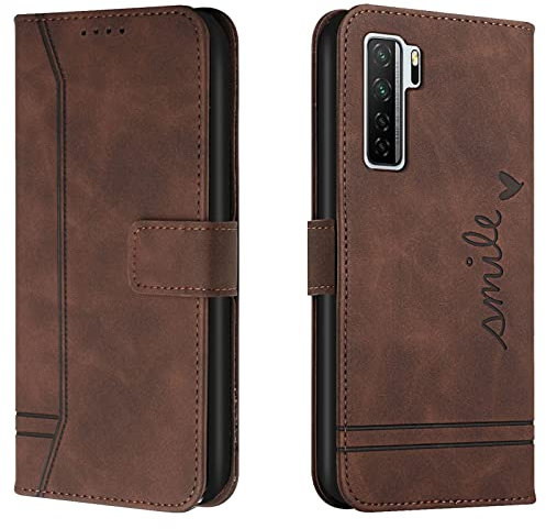 Lihondar Funda para Huawei P40 Lite 5G /Nova 7 SE 5G, Premium PU Cuero Billetera Tapa Flip Carcasa Libro Case Magnético con Tapa y Ranura para Tarjetas para Huawei P40 Lite 5G /Nova 7 SE 5G (Braun)