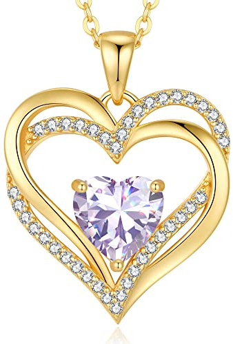 CDE Kette Damen Herzkette 925 Sterling Silber Geburtsstein Halsketten Schmuck Herz Anhänger Weihnachten Valentinstag Muttertags Geschenk Hochzeit Jubiläum Geburtstag Frau Freundin Mama