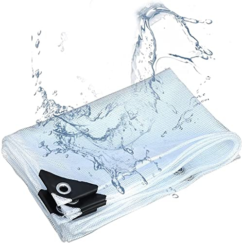 LCYFBE 1.2m x 3.2m Verstärktes Netzgewebe Transparente Plane Abdeckplane,Pflanzenschutz Regen-Vorhänge,PVC Glas Klare wasserdichte Tarps mit Ösen,Schutzplane Für Gartenmöbel,Kältebeständig,Regenfest