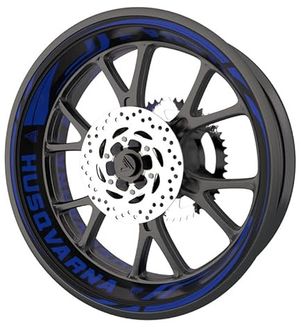 Confezione completa di adesivi adesivi adesivi per cerchioni di marca Husqvarna qualità Premium (2 ruote) universale (blu elettrico)