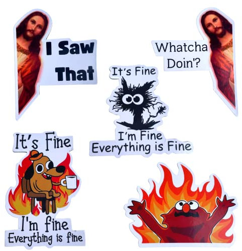 Funny Magnets, Fun Cute Cool Meme Phrase Quote Word Magnet Set for Adults; Applicable on Fridge, Refrigerator & Car with Jesus I Saw That, it’s fine cat & Dog Gifts (C)