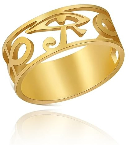 SIPURIS Ägyptischer Horusaugenring aus Edelstahl, drehbarer Ring für Herren, Stressabbau, Hochzeit, für Frauen, Paare, Versprechen, 9, Edelstahl, Kein Edelstein