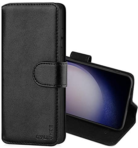 CHALK & HIDE - Real Leather Book Wallet Flip Case Cover For Samsung Galaxy S23, With 2 RFID Blocking Card Slots, Magnetic Closure and Built In Stand - Black