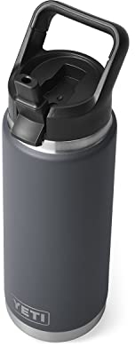 YETI Rambler Straw Bottle, Stainless Steel Vacuum Insulated Bottle with Straw Cap, Charcoal, 26 oz (769 ml)