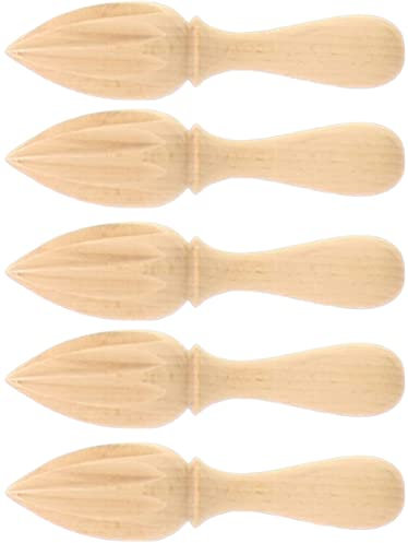 teemando® 5 X Zitronenpresse aus Holz, spitz, 15 cm, Saftpresse für Zitrusfrüchte