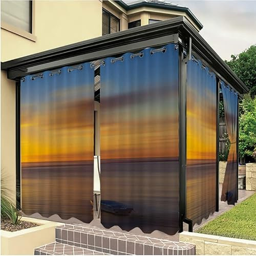 TBDXN Outdoor Vorhang Wetterfest mit ösen Boot 3D Outdoor Gardinen Wasserdicht Sichtschutz Sonnenschutz Outdoorvorhänge Für Garten Terrasse Pavillon 2 Stück 132x213 cm