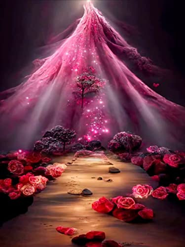 SXCCNW 5D Diamant Malerei Kits für Erwachsene, DIY Cross Stickerei Malerei Arts, Full Drill Diamond Painting Bilder Malen Nach Zahlen für Home Wall Décor 30x40 cm Rosen Wunderland