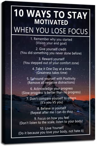 10 Ways to Stay Motivated When You Lose Focus Inspirational Canvas Painting Wall Art for Office Motivational Wall Art Poster Motivational Framed Artwork Prints Picture for Living Room [24''Wx 36''H]