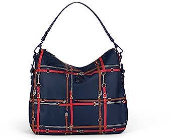 U.S. POLO ASSN. - Handtasche Houston Hobo aus Nylon, dunkelblau-multicolor (34 X 8.5 X 37 cm)