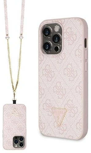 Guess GUHCP14LP4TDSCPP Hülle für iPhone 14 Pro 6.1 Rosa hardcase Crossbody 4G Metal Logo