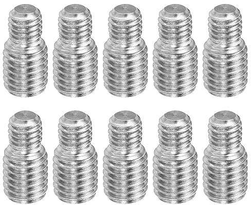 PATIKIL M6x1 zu M8x1.25 Doppel Ende Gewindebolzen Schraube Bolzen 10 Packung 304 Edelstahl Stab Bolzen Gewinde Reduzierer Adapter für Möbel Hardware 16mm Lang