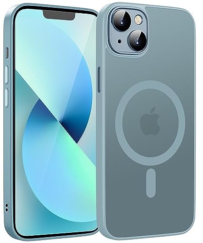 KPPIT Magnetic für iPhone 13 Hülle für Magsafe, Handyhülle für iPhone 13 mit Magsafe Anti-Fingerabdruck-Schutzhülle Mattiert Durchscheinende - Blau