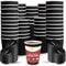 CHEF ROYALE Disposable Coffee Cups with Lids - Insulated Triple Walled Takeaway Cofffee Cups - Disposable Cups for Hot and Cold Drinks - Ripple Cups for Christmas, Birthdays Parties (100, 8oz)