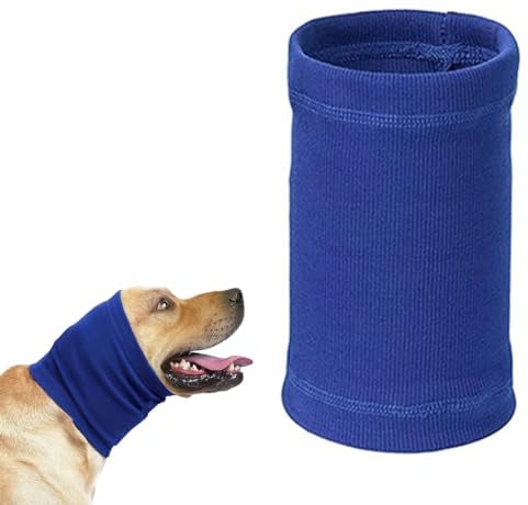 LZKHEH Geräuscharm: Beruhigende Ohrenschützer für Hunde - Lärmschutz, Pflege, Baden - Ohrenklappen, Kapuzenpullover - Größe M in Blau.