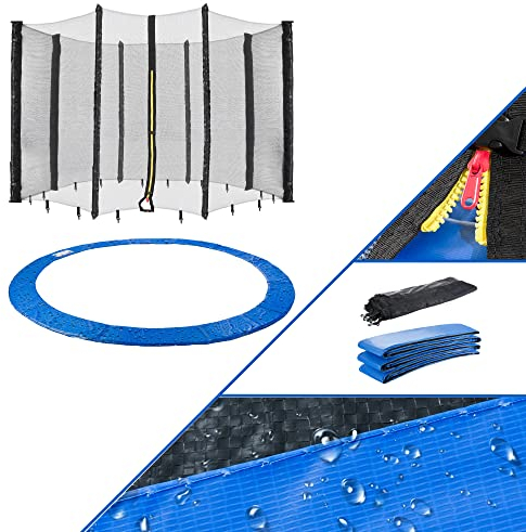 Arebos Trampolin Randabdeckung und Netz | Ersatznetz | Sicherheitsnetz | Gartentrampolin Trampolinnetz | Randabdeckung UV-beständig & wasserabweisend | 460 cm Netz für 12 Stangen