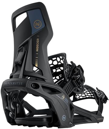 Nidecker Supermatic Fixations de Snowboard- Système d’Ouverture Automatique avec Spoiler inclinable - Taille S - Couleur Black
