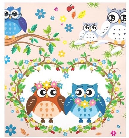 Caihoyu Refrigerator Magnet Cover Decorative Magnetic Dishwasher Front Door Cover Sticker for Home Kitchen Decor, 23x26 Inch Three Skits Owls Owl Glasses Animal