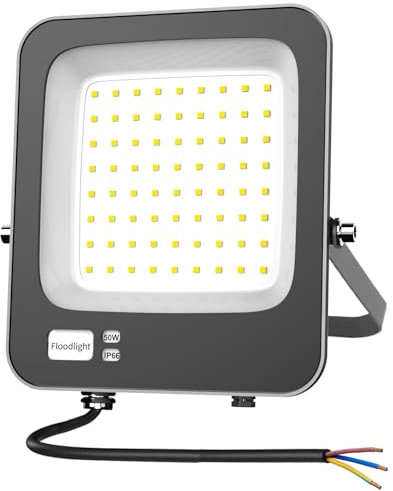 Focos LED Exterior 50W,Fosingut IP66 Impermeable Foco Proyector LED Exterior,3000K Blanco Cálido Super brillante Focos Interior,Luz de Seguridad Floodlight para Jardín,Garaje,Patio,Trasero,Terraza
